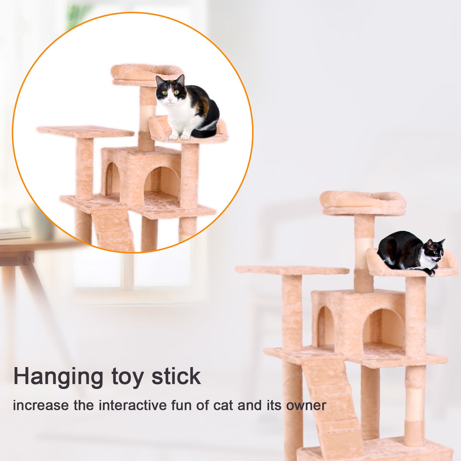 Cat Climbing Tree House With Scratching Posts & Stairs Doba